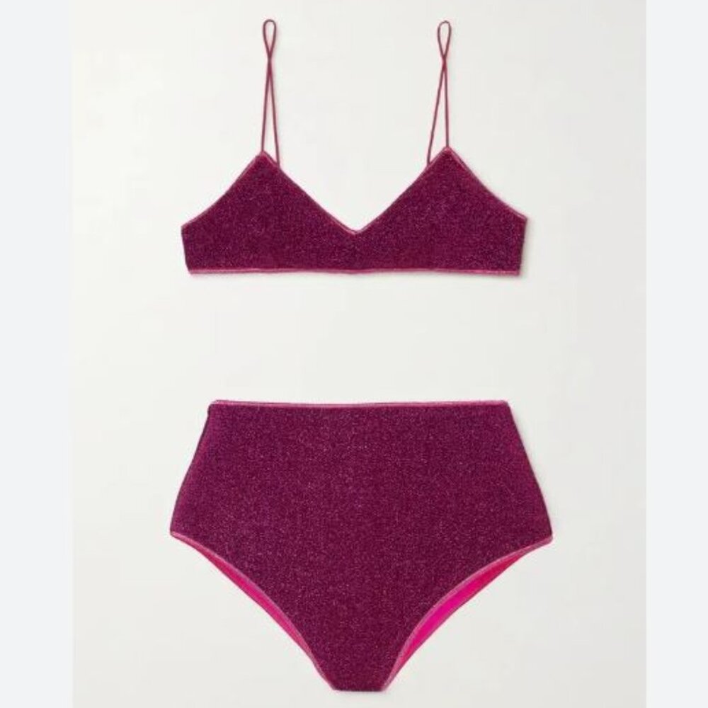 NEW Oseree lumière stretch-lurex bikini - pink (size Med)